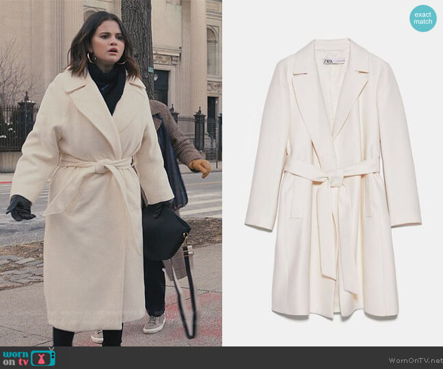 Zara Textured Belted Coat worn by Mabel Mora (Selena Gomez) on Only Murders in the Building