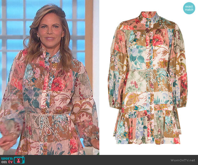 Cassia Patchwork-Design Dress by Zimmermann worn by Natalie Morales on The Talk