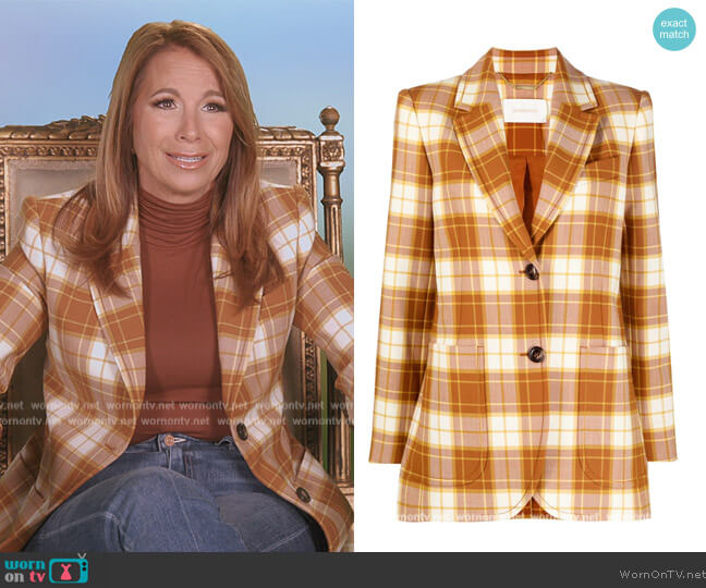 Check-print blazer jacket by Zimmermann worn by Jill Zarin on The Real Housewives Ultimate Girls Trip