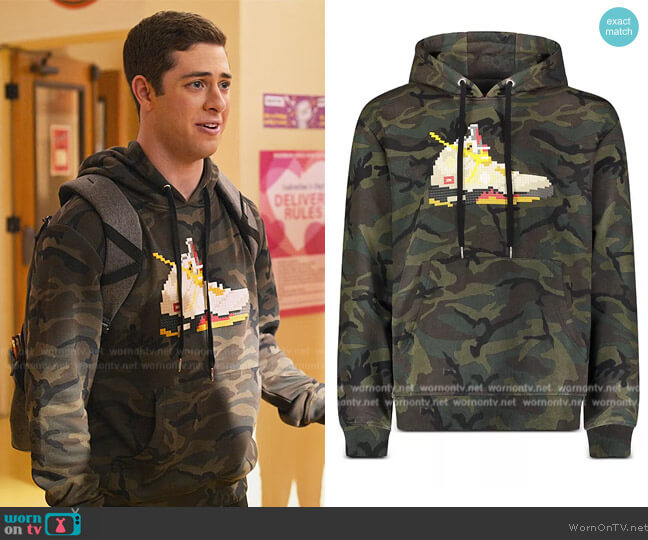 8-Bit by Mostly Heard Rarely Seen Camo Sneaker Graphic Hoodie worn by (Jaren Lewison) on Never Have I Ever