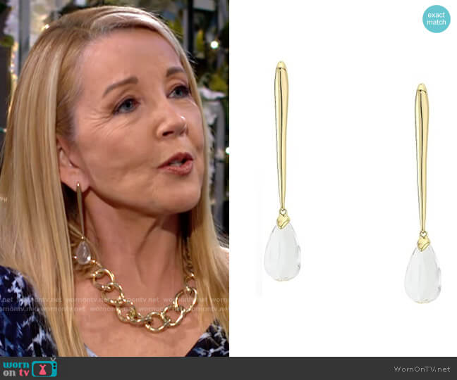 Alexis Bittar Linear Teardrop Earrings worn by Nikki Reed Newman (Melody Thomas-Scott) on The Young and the Restless