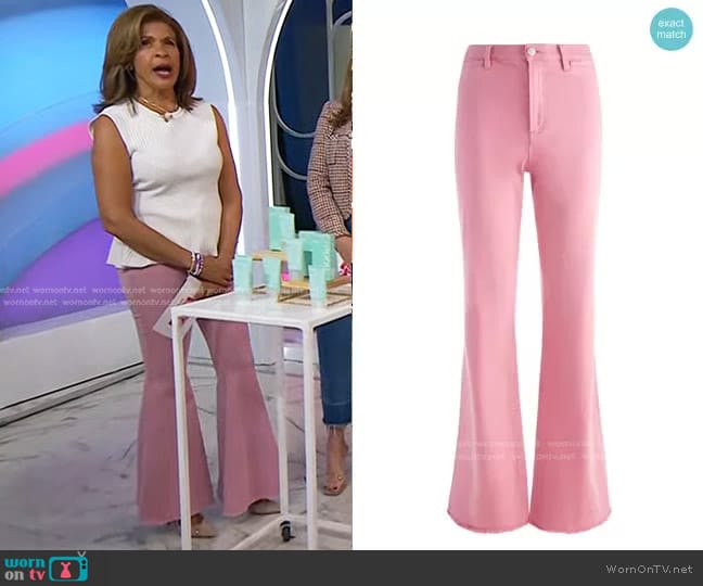 WornOnTV: Hoda’s white peplum top and pink raw hem jeans on Today ...