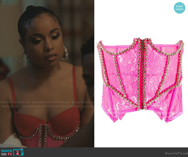 Area Lace Embellished Corset Top worn by Tiffany (Hannaha Hall) on The Chi