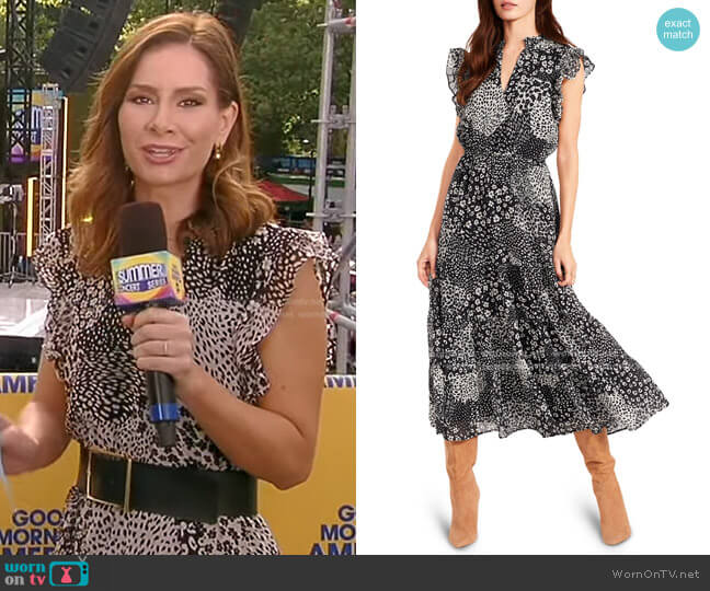 BB Dakota by STEVE MADDEN Mix Degrees Midi Dress worn by Rebecca Jarvis on Good Morning America