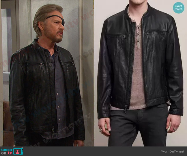 Band Collar Leather Jacket John Varvatos Star USA worn by Steve (Stephen Nichols) on Days of our Lives