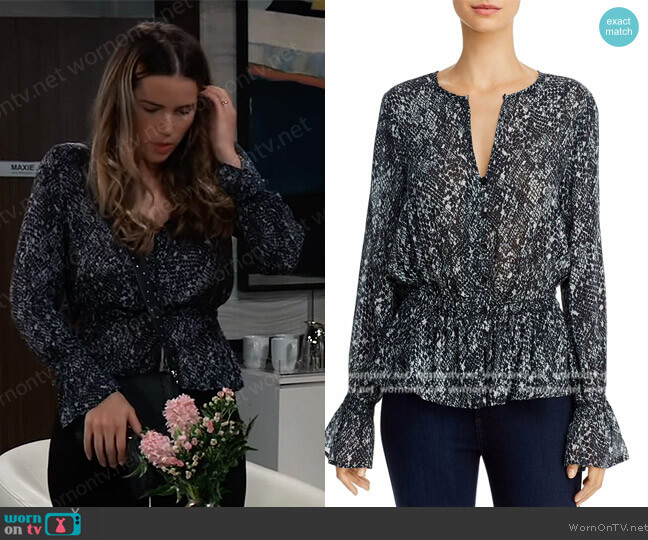 WornOnTV Sasha s black printed blouse on General Hospital Sofia