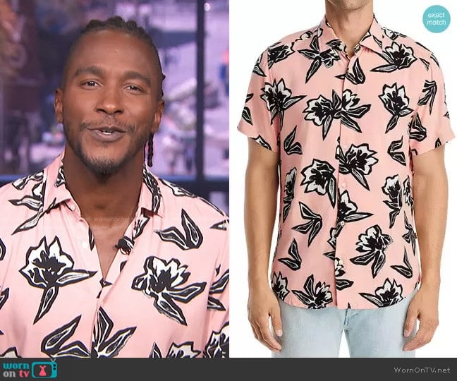 Boss Rash Regular Fit Floral Short Sleeve Shirt worn by Scott Evans on Access Hollywood