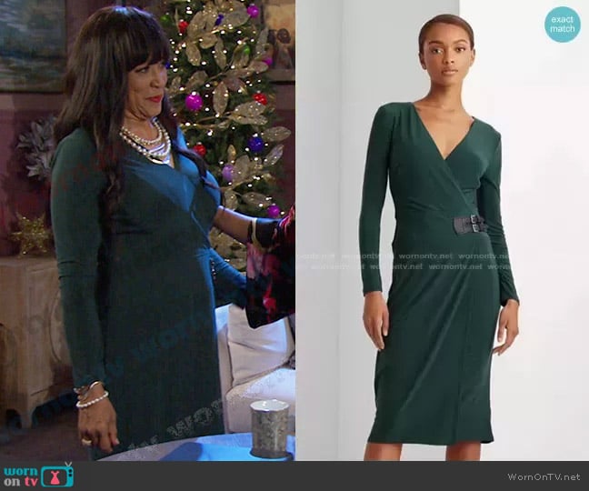 Buckled Jersey Dress by Lauren Ralph Lauren worn by Paulina Price (Jackée Harry) on Days of our Lives