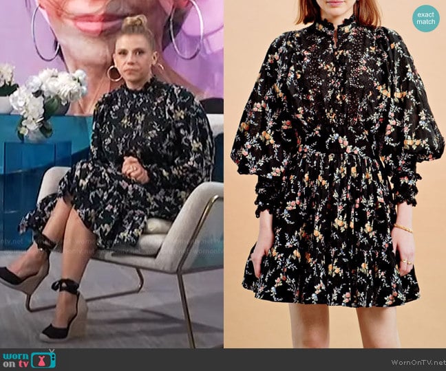 ByTimo Cotton Slub Mini Dress in Midnight Field worn by Jodie Sweetin on E! News