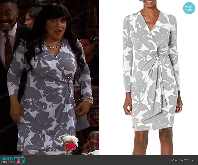 Calvin Klein Long Sleeve Jersey Dress with Ruching worn by Paulina Price (Jackée Harry) on Days of our Lives
