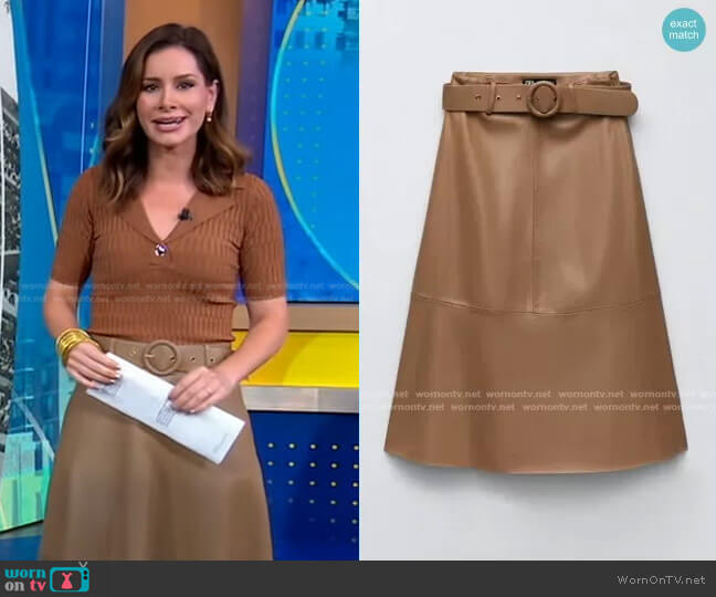 Zara Cape Skirt with Belt worn by Janai Norman on Good Morning America