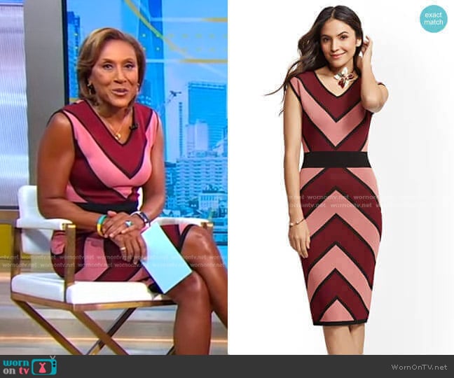 Chevron-Stripe Sheath Sweater Dress by New York & Company worn by Robin Roberts on Good Morning America