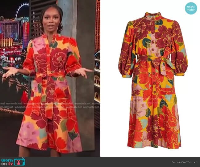 Farm Rio Chita Mini Canvas Dress worn by Zuri Hall on Access Hollywood