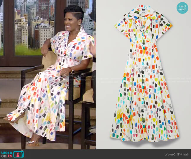 Christopher John Rogers Marker Test Cotton-Poplin Maxi Shirt Dress worn by Tamron Hall on Live with Kelly and Ryan