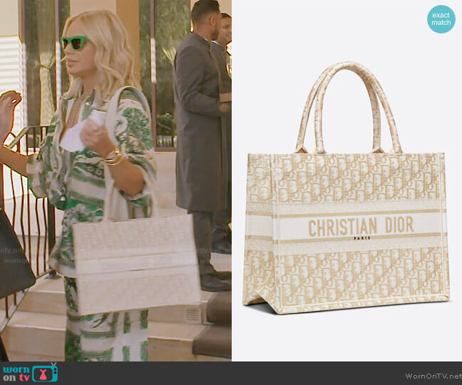 Medium Book Tote by Dior worn by Caroline Stanbury (Caroline Stanbury) on The Real Housewives of Dubai