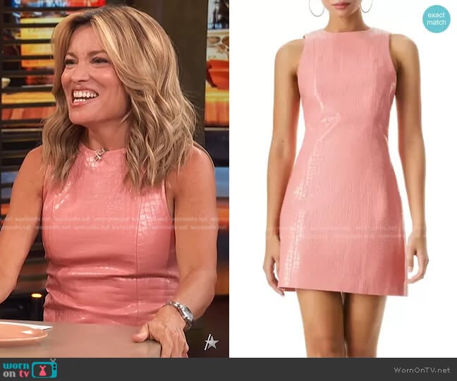 Alice + Olivia Daven Croc Embossed Faux Leather Sheath Dress worn by Kit Hoover on Access Hollywood