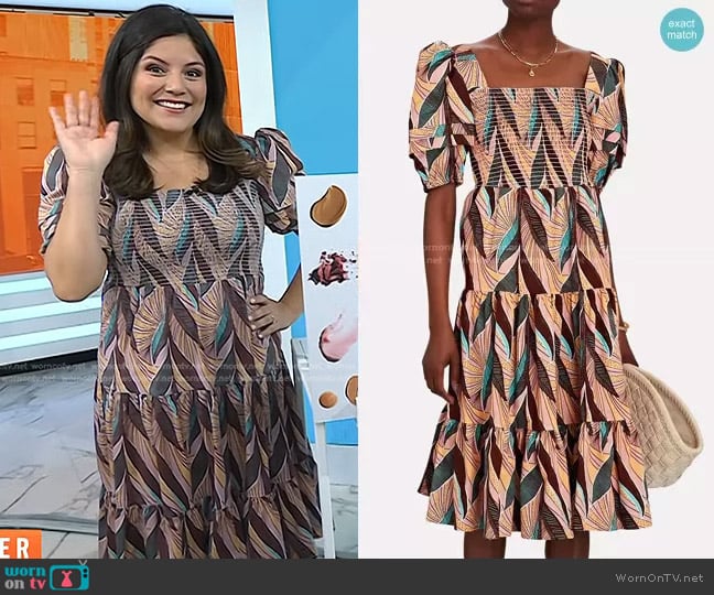 Della Tiered Printed Midi Dress by Autumn Adeigbo worn by Adrianna Barrionuevo Brach on Today