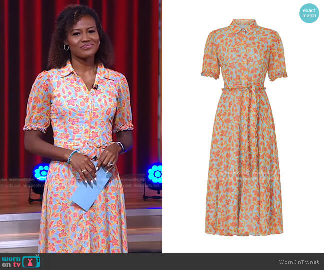 Derek Lam Collective Floral Midi Shirtdress worn by Janai Norman on Good Morning America