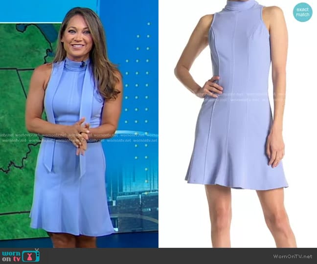 Donna Morgan Mock Neck Seamed Shift Dress worn by Ginger Zee on Good Morning America