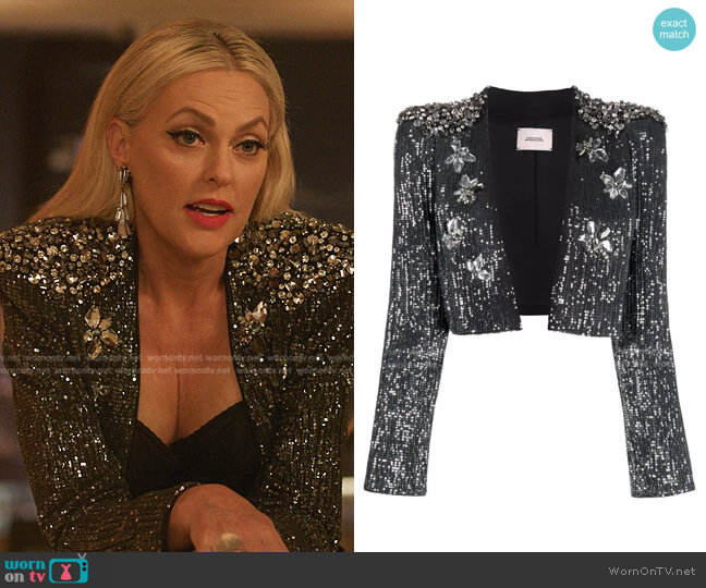 Dorothee Schumacher Sequin-Embellished Cropped Jacket worn by Alexis Carrington (Elaine Hendrix) on Dynasty