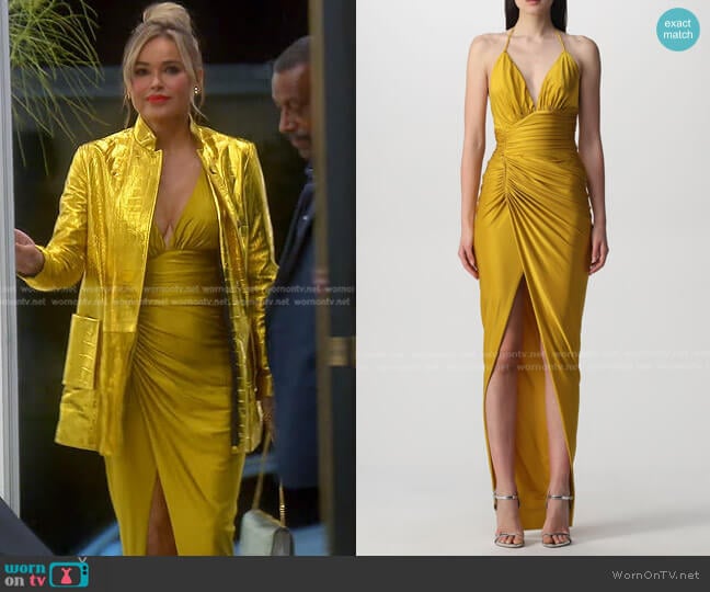 Alexandre Vauthier Gathered Detail Maxi Dress worn by Diana Jenkins on The Real Housewives of Beverly Hills