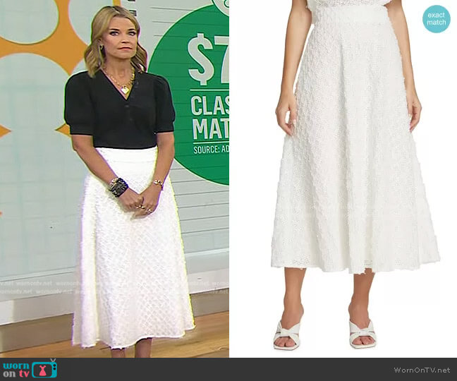 Lela Rose Embroidered Eyelet Midi-Skirt worn by Savannah Guthrie on Today