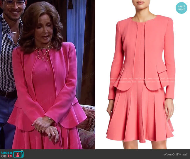 Emporio Armani Wool Midi Flare Cocktail Dress and Jacket worn by Maggie Horton (Suzanne Rogers) on Days of our Lives