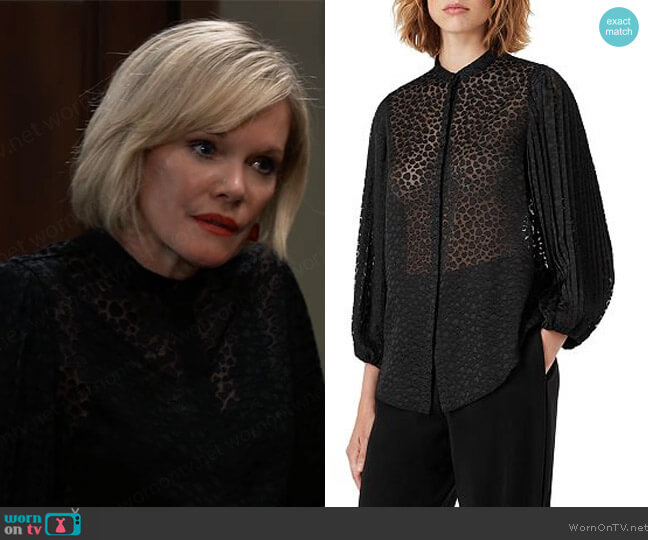 Emporio Armani Heart Pattern Sheer Blouse worn by Ava Jerome (Maura West) on General Hospital