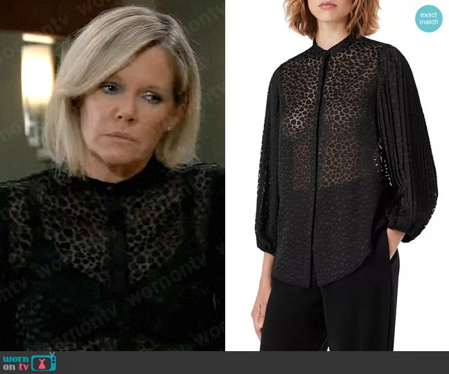 Emporio Armani Heart Pattern Sheer Blouse worn by Ava Jerome (Maura West) on General Hospital