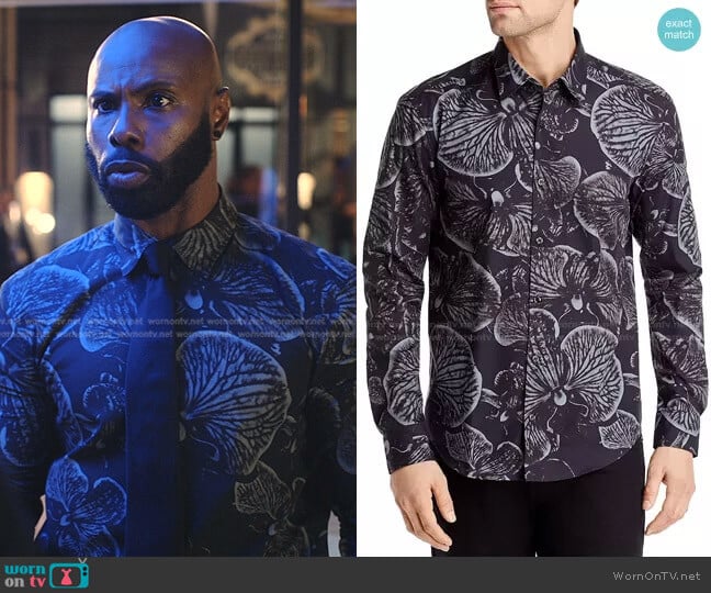 Hugo Boss Ermo Printed Cotton Button-Up Shirt worn by Isaac Vega (Marquise Vilsón) on Tom Swift