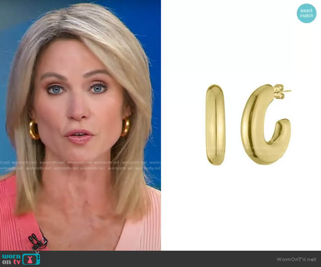 Bonheur Jewelry Estelle Chubby Hoop Earrings worn by Amy Robach on Good Morning America