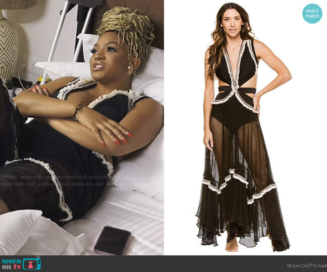 Everything But Water Fringe Trim Sleeveless Beach Dress worn by Drew Sidora on The Real Housewives of Atlanta