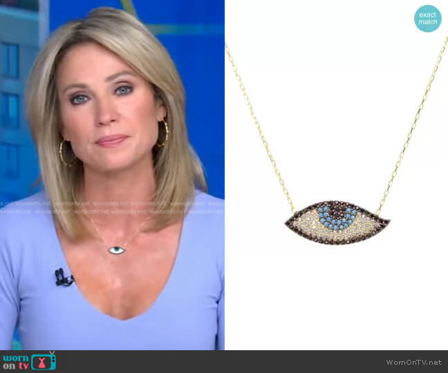 Ragen Evil Eye Pavé Necklace worn by Amy Robach on Good Morning America