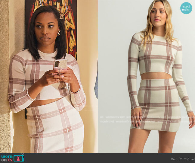 Full Tilt Wide Plaid Crop Top and Skirt worn by (Adriyah Marie Young) on Never Have I Ever