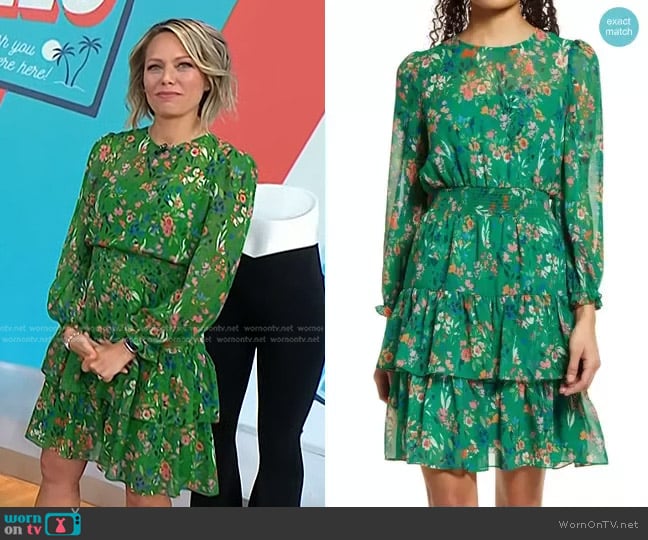 Floral Ruffle Balloon Long Sleeve Dress by Eliza J worn by Dylan Dreyer on Today