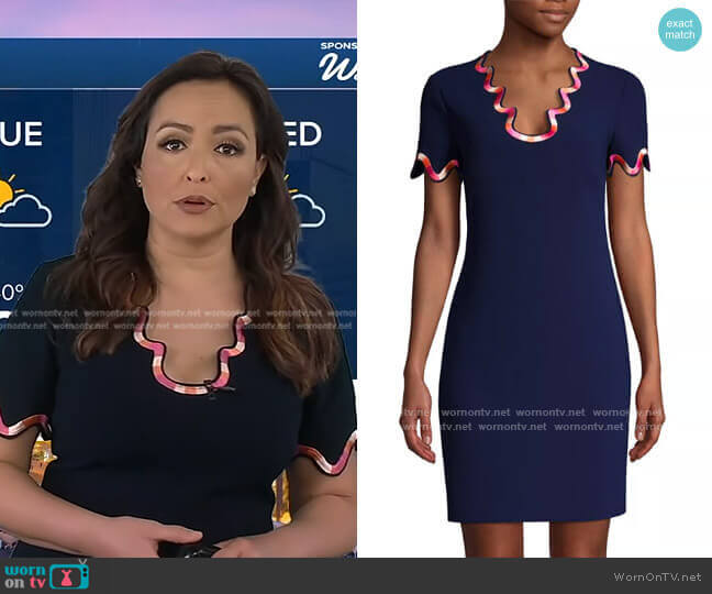 Trina Turk Flourish Swirl Trim Dress worn by Iris Hermosillo on Good Morning America