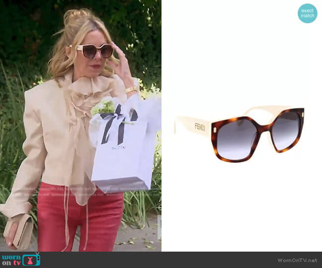 Fendi Geometric Square Acetate Sunglasses worn by Sutton Stracke on The Real Housewives of Beverly Hills