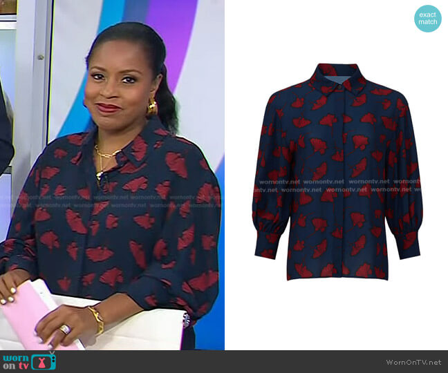 Jason Wu Gingko Print Blouse worn by Sheinelle Jones on Today