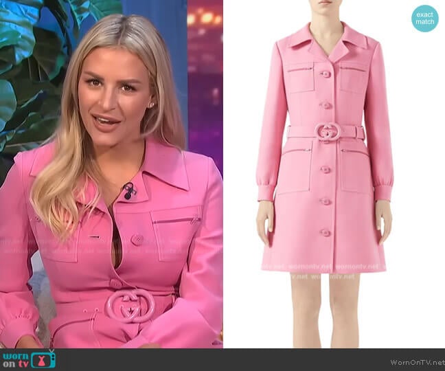 Gucci Belted Cady Crepe Dress Coat worn by Morgan Stewart on E! News