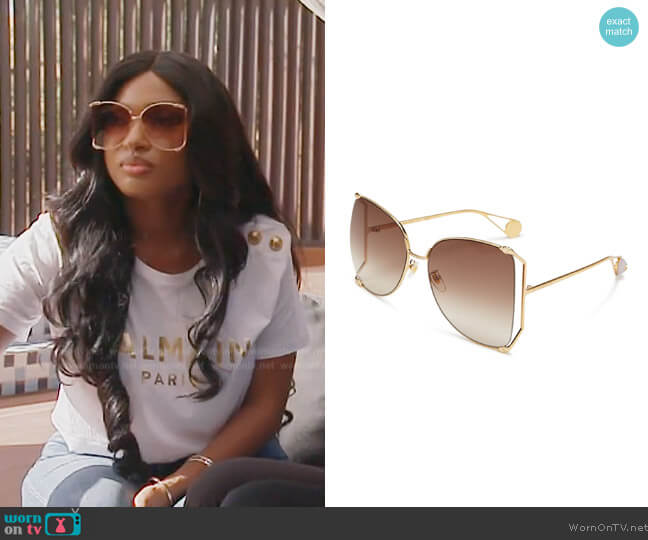 Gucci Oversized Fork Butterfly Sunglasses worn by Lesa Milan (Lesa Milan) on The Real Housewives of Dubai