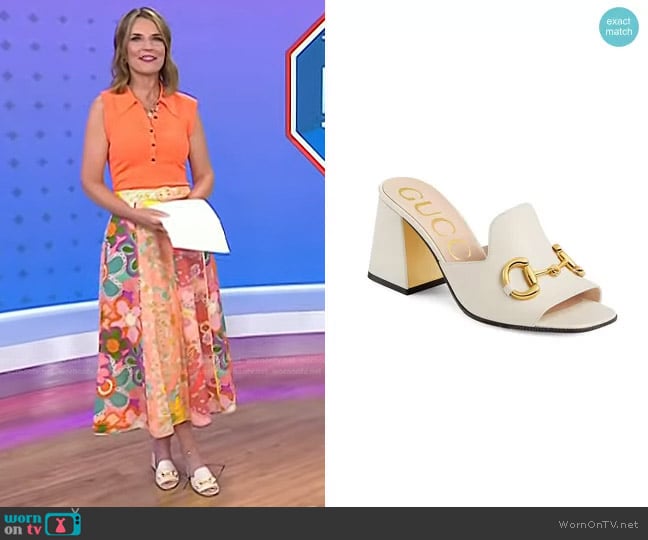 Gucci Slide Sandal With Horsebit worn by Savannah Guthrie on Today