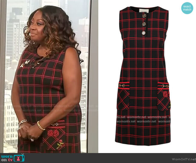 Gucci Black Check Embroidered Dress worn by Star Jones on Extra