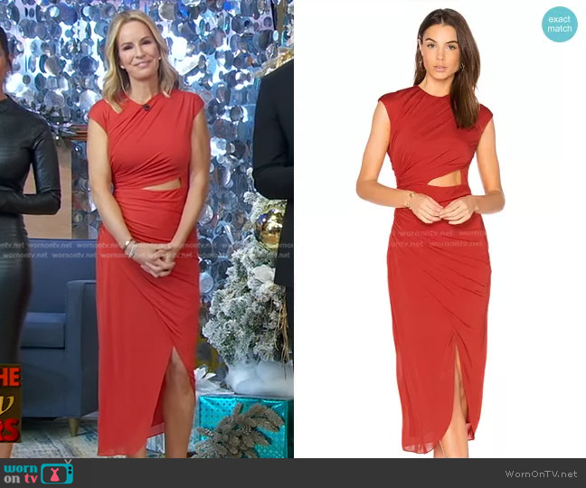 Halston Heritage Ruched Hi Low Dress worn by Dr. Jennifer Ashton on Good Morning America