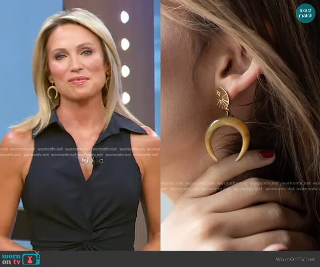 Jane Win x Soko Horn Crescent Earring worn by Amy Robach on Good Morning America