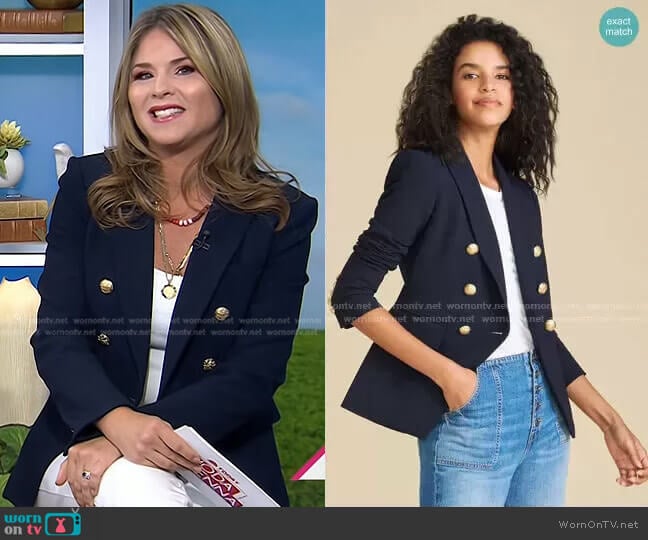 I Heart NY Dickey Jacket by Veronica Beard worn by Jenna Bush Hager on Today