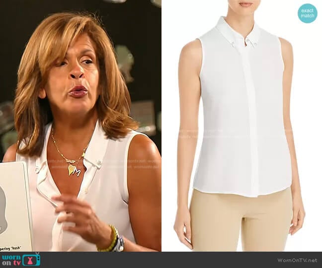 Karl Lagerfeld Imitation Pearl Button Sleeveless Top worn by Hoda Kotb on Today