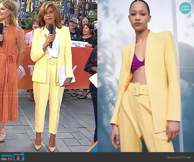 Zara Inverted Lapel Long Blazer worn by Hoda Kotb on Today