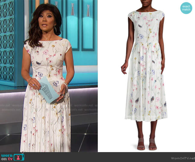Jason Wu Floral Pleated Midi Dress worn by Julie Chen on Big Brother