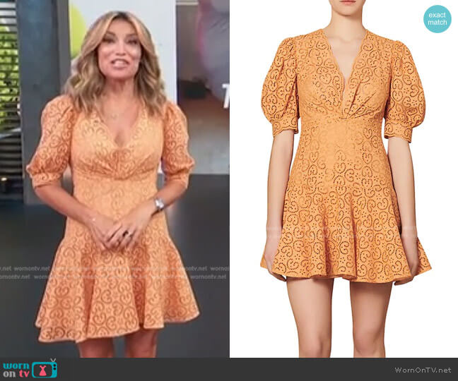 Sandro Kendal Broderie Anglaise Dress worn by Kit Hoover on Access Hollywood
