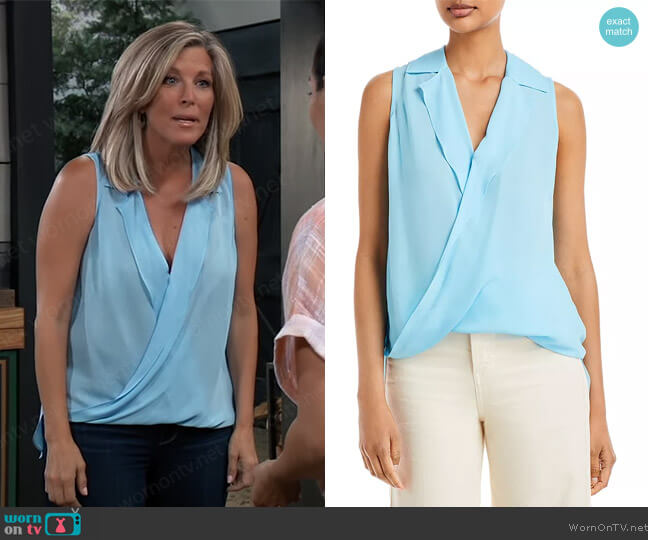 L'Agence Gabriella Silk Faux-Wrap Top worn by Carly Spencer (Laura Wright) on General Hospital